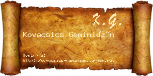 Kovacsics Geminián névjegykártya